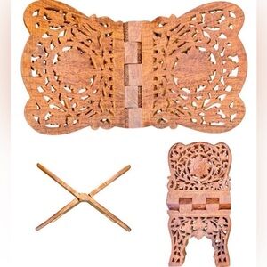 Book stand Hand carved Indian dark rosewood     Carved Wooden book Stand